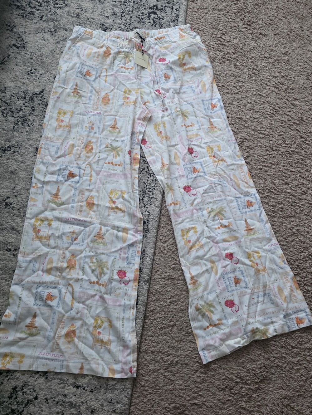 Linen Blend Vacay Tropical World Travel Wide Leg Pants Womens XL Suite 2393 Nwt - Picture 6 of 7